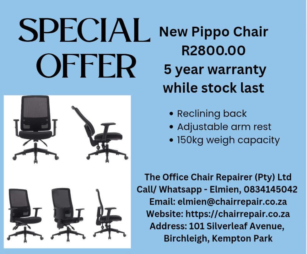 New Pippo chair. 5 year warranty. Limited stock. 